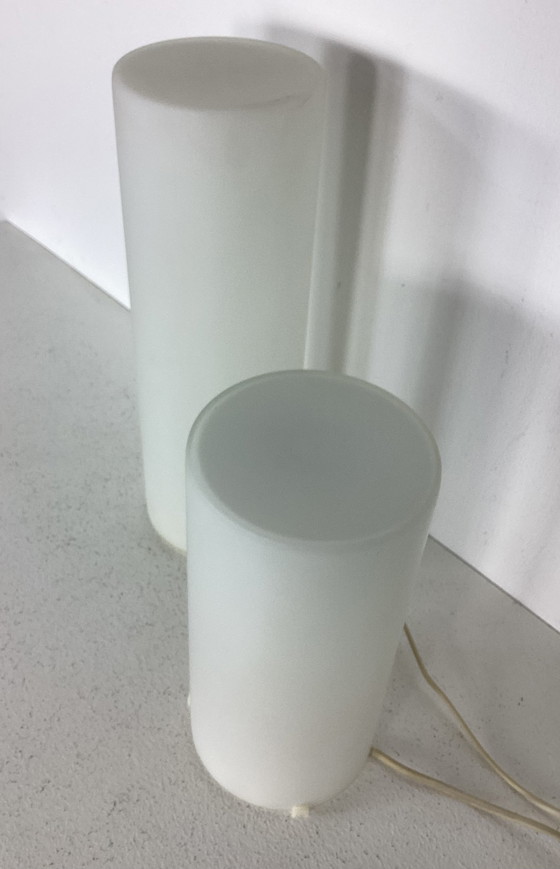 Image 1 of Set van 2 mat glazen lampen vintage