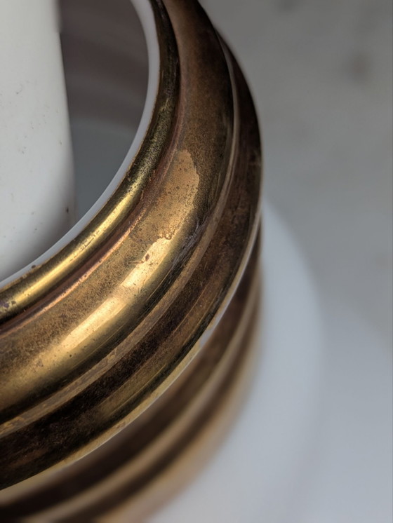Vintage Pendant lamp Giant Bulb dlg by Ingo Maurer. Opaline, Glass, Brass, Gold (photo 9 of 15)