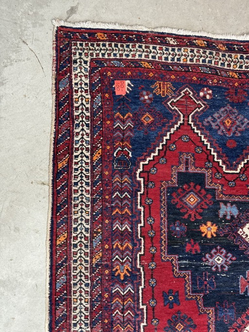 Vintage Hand-Knotted Tribal Wool Rug with Geometric Medallions, Persia / Central Asia, c. 1970s, 160x200 cm