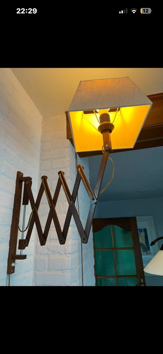 Image 1 of 5 lampade a forbice in stile danese in legno di teak