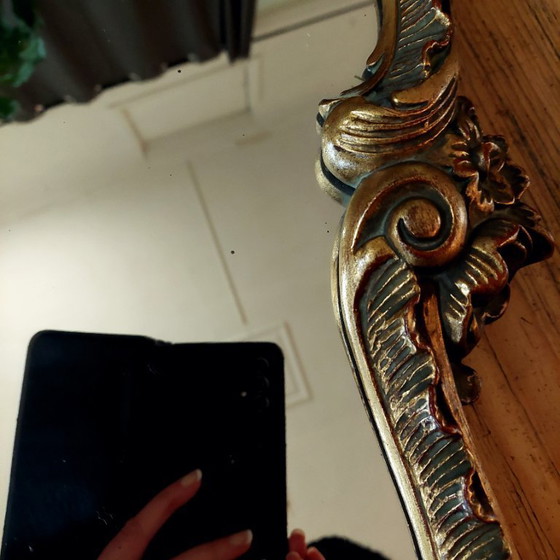 Image 1 of Barokke brocante gouden spiegel met engel 