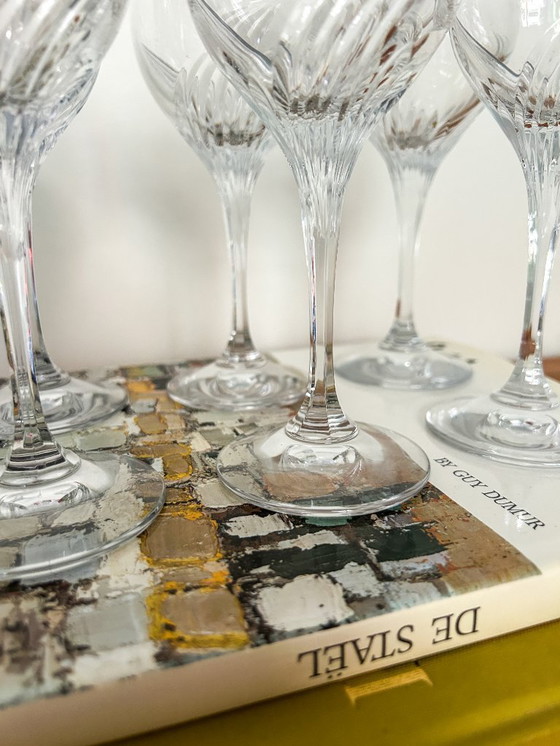 Image 1 of 6x vintage wine glass cut crystal