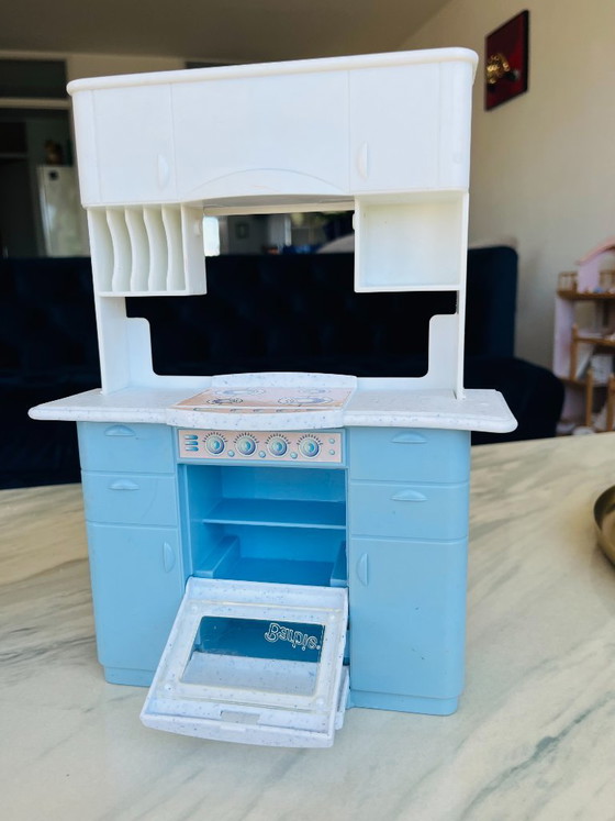 Image 1 of rare blue barbie retro vintage kitchen accessories mattel 1998 doll toys european version