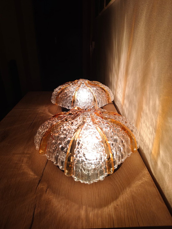 Image 1 of RARE! Sculptural pair of Mid-Century Studio Glass Lamps – Space Age 1960s/70s