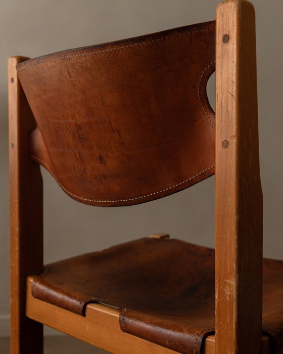 Image 1 of Vintage Maison Regain Elm & Cognac Leather Chair, France 1970s