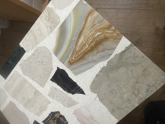 Image 1 of Vintage Brutalist Palladiana Coffee Table – 1970s – Onyx, Verde Antico & Travertine