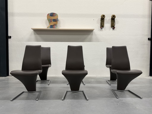 6 Rolf Benz 7800 Chaises de salle à manger en cuir