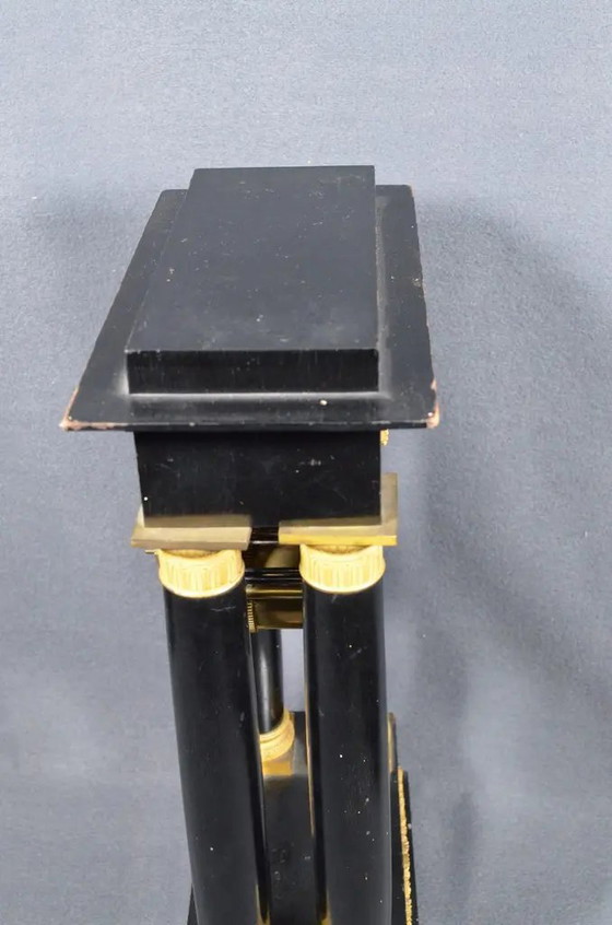 French Napoleon III Ebonized Wood Portico Mantel Clock, Circa 1860 – Brass (photo 6 of 13)