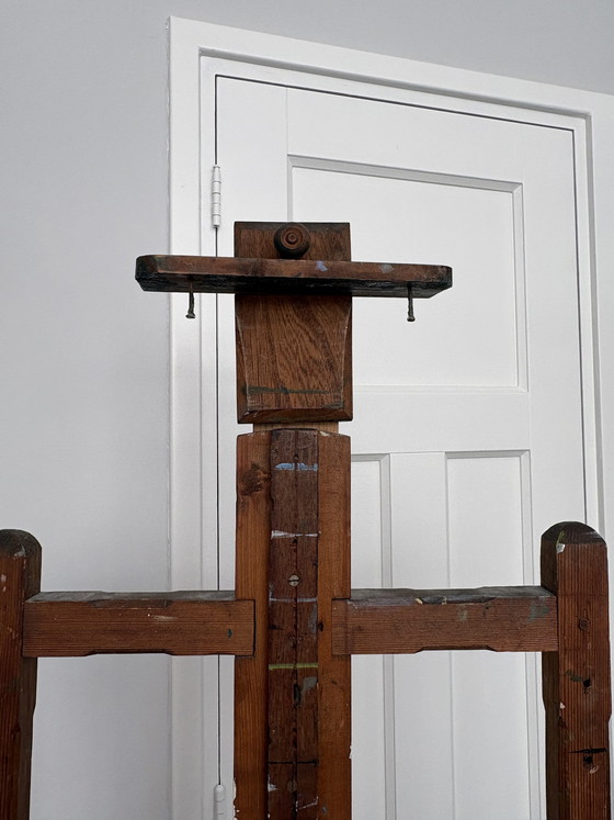 Image 1 of Cavalletto da pittore antico / cavalletto da studio – legno massello – regolabile – decorativo vintage