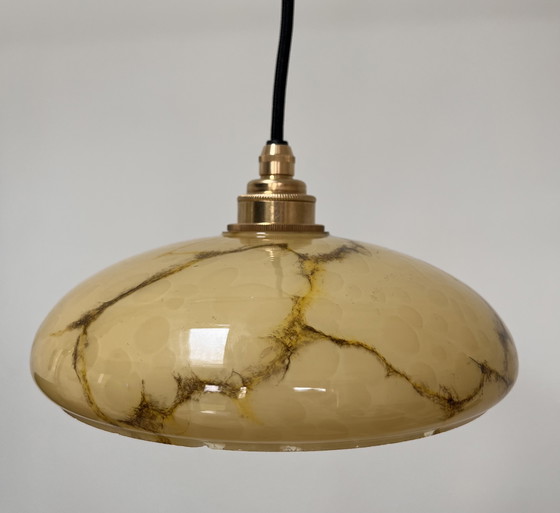 Image 1 of Vintage, opaline marmerachtige hanglamp (Art Deco)