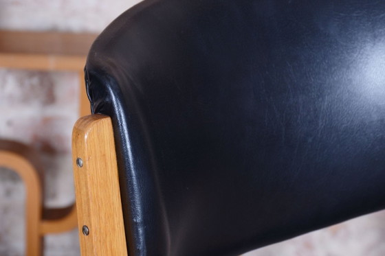 Set of Eight Restored Mid-Century Chairs, by Ludvik Volak, Maple, Czech, 1960s – Dining chairs, Wood, Skai (photo 20 of 20)