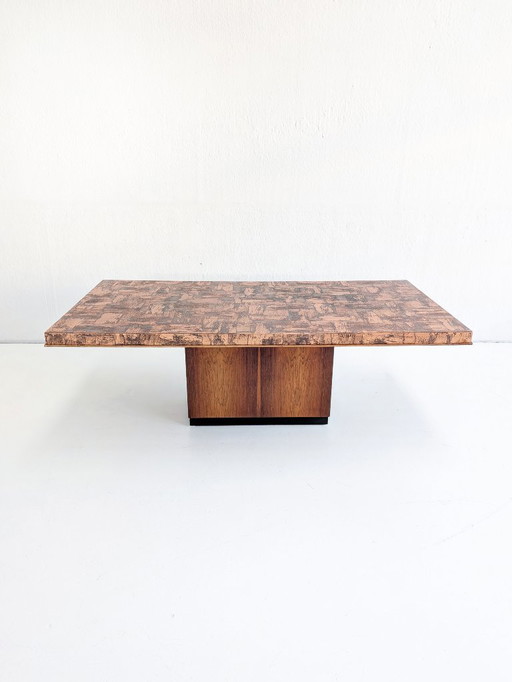 Brutalist Copper Plated Coffee Table by Heinz Lilienthal 1970s 