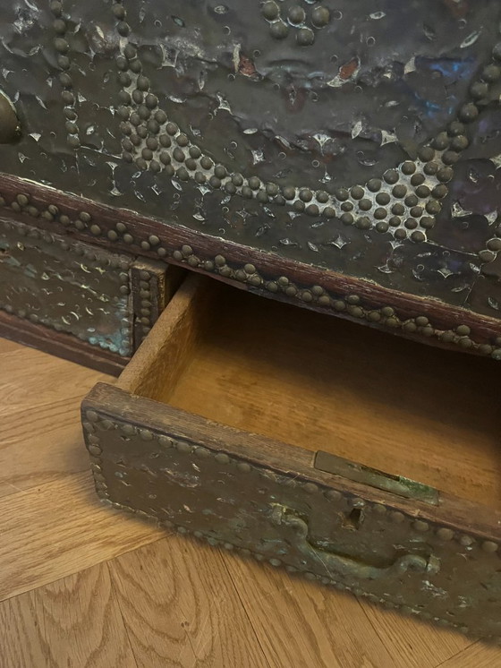 Image 1 of Ensemble unique de 3 coffres à couvertures arabes - fait à la main - vers 1950