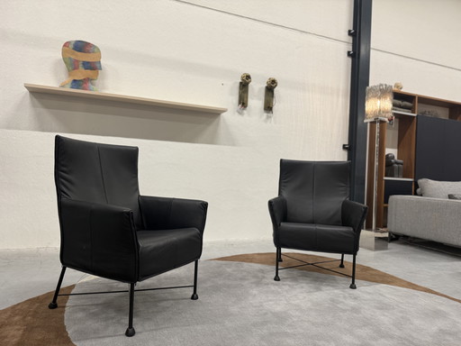 2 Poltrona Montis Charly in pelle nera