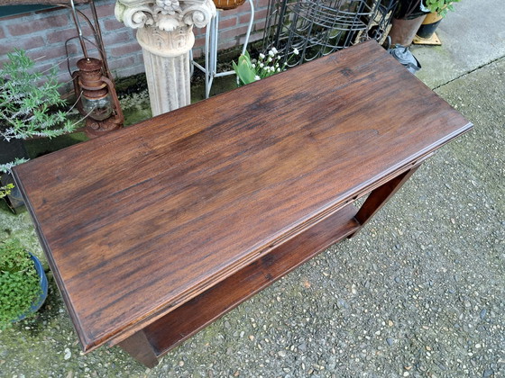 Image 1 of Colonial teak side table, wall table, console, dim. 100x40cm and 75cm high.