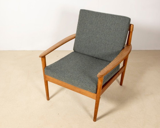 Fauteuil Grete Jalk Modèle PJ56 en Chêne, Danemark années 1950 – Poul Jeppesen, Textile, Wood (photo 7 of 13)