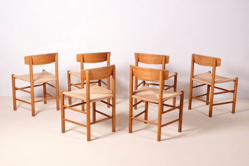 6x Børge Mogensen J39 en roble, FDB Møbler 1963