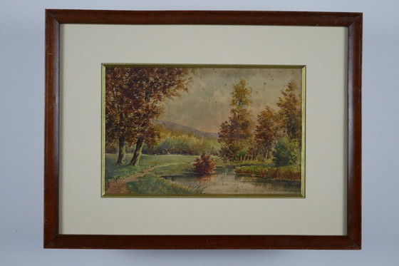 Image 1 of François-Joseph GIROT. Autumn Landscapes. Pair of framed watercolors.