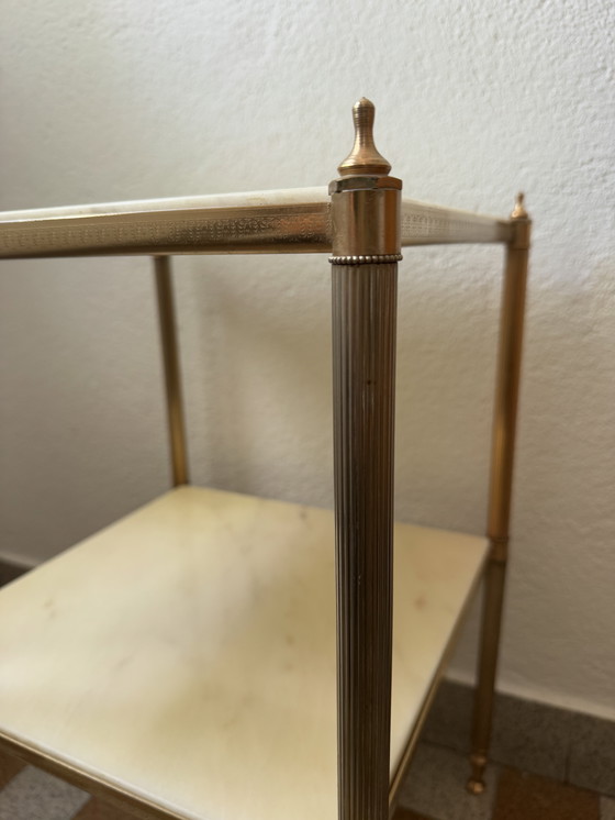 Image 1 of 60s brass marble side table