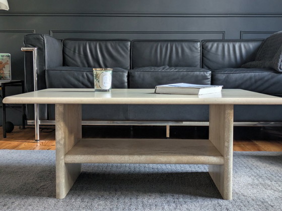 Image 1 of Tavolino da caffè vintage in travertino italiano