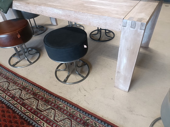 Image 1 of Black canvas pouf