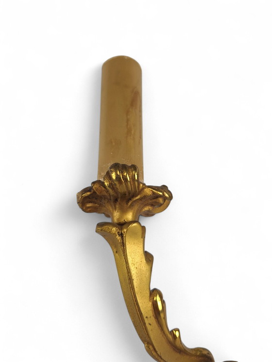 Image 1 of Ancienne applique en laiton à 2 flammes Support de bougie Rococo