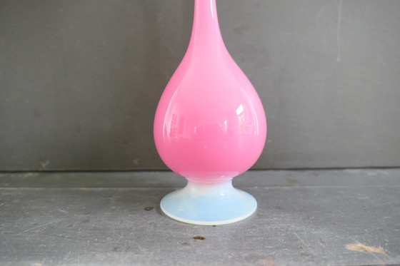 Image 1 of Vintage Opaline Vase Pink White