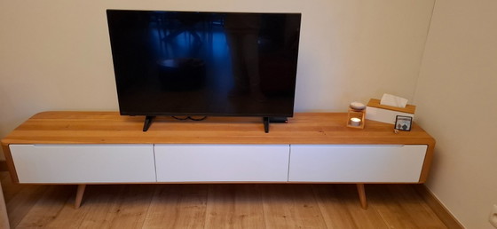 Wooden TV furniture with white fronts, GAZZDA model ENA, Brown, Modern (photo 6 of 6)