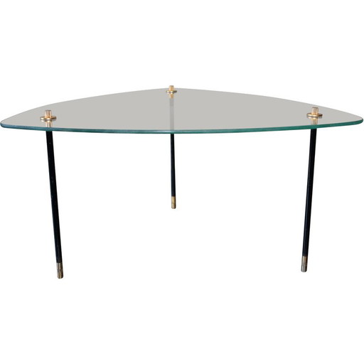 Alter Beistelltisch aus Glas und Messing, 1950