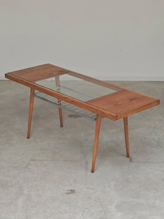 Wood, metal and glass coffee table by Jitona 1960 – polished steel, Mid Century Modern (photo 9 of 16)