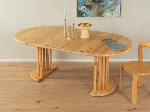 Table de salle à manger en pin des années 80, extensible