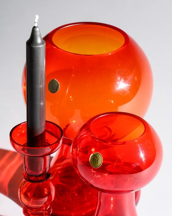 Image 1 of WMF Cari Zalloni Vaso in vetro Trio curato Design spaziale Stile futurista vintage