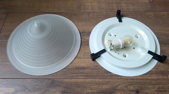 Image 1 of Vintage Ikea ceiling light opaline glass shade conical 1990s.