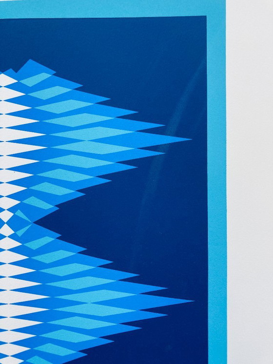Image 1 of Serigrafia astratta vintage - Tonalità di blu