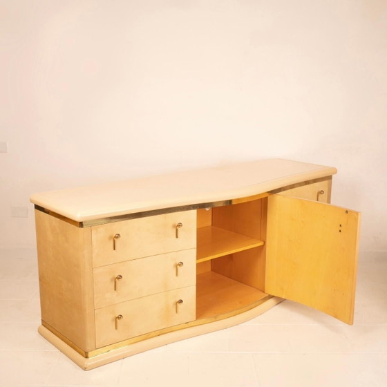 Luciano Frigerio Nettuno Credenza Curva in Pergamena per Frigerio di Desio 1970 – Cassettiere, Brass (photo 13 of 27)
