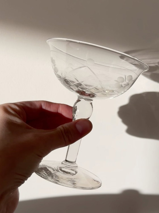 Image 1 of Coupes à champagne en cristal ancien, ensemble de 4