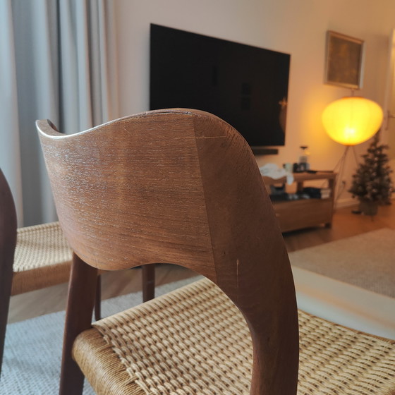 Image 1 of 4x N.O. Møller Eetkamerstoelen 71 Papierkordel Teakholz