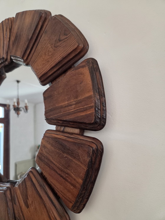 Image 1 of Brutalistische ronde spiegel, jaren 70