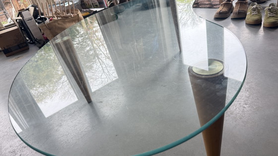 Image 1 of Tavolino da caffè vintage in vetro a forma di rene