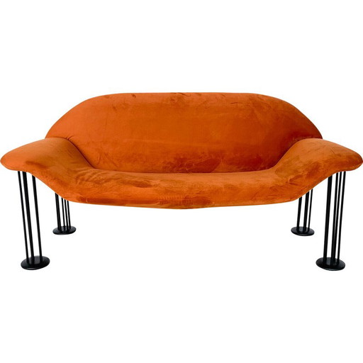 Orangefarbenes Sofa von Burkhard Vogtherr für Hain + Tohme, 1980