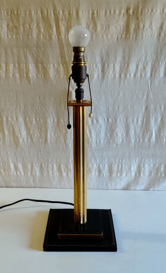Lampada da tavolo in pelle e ottone - design anni '50 – Lampade da tavolo (photo 4 of 10)