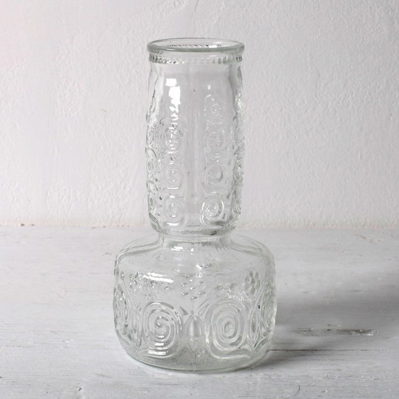 Image 1 of Vintage Mid-century Clear Pressed Glass Vase by Adolf Matura / Rosice / Czech Republic / 1973