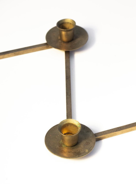 Image 1 of Small Lars Holmstrom Margareta candelstick in brass for Arvika- Sweden - 1940's