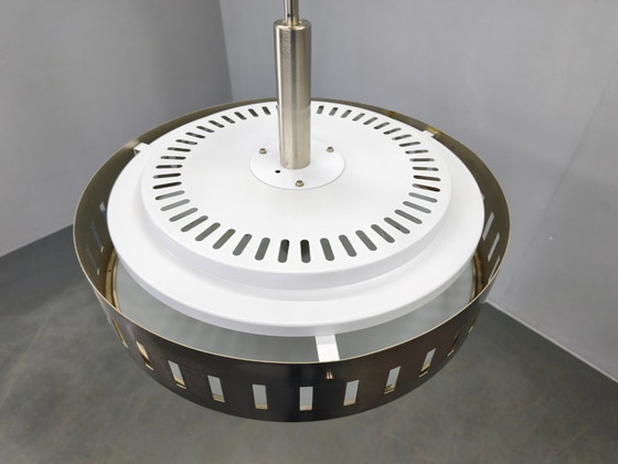 Image 1 of Space Age UFO Chandelier, Metal and Glass, Czechoslovakia 1970s