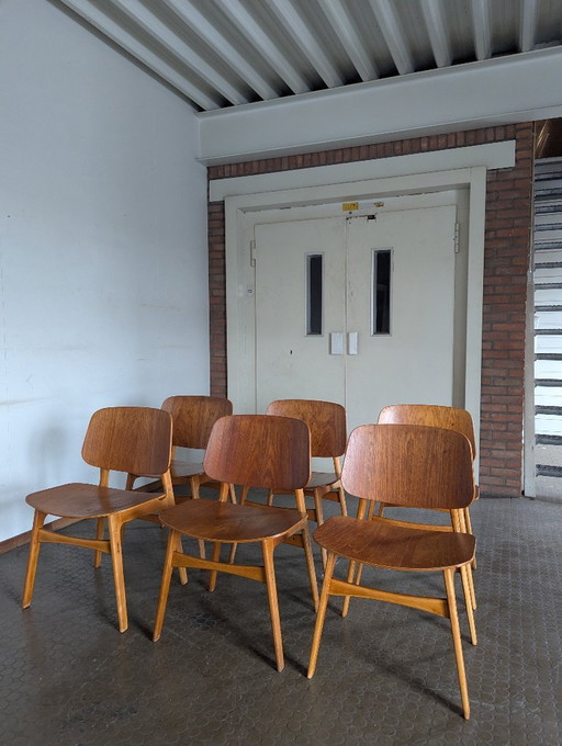 6x Chaises Shell de Borge Mogensen/ Søborg Møbelfabrik, années 1950