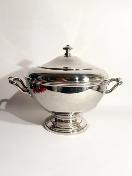Grande zuppiera inglese del XX secolo placcata in argento, pezzo forte del centrotavola. – tafelaccessoires