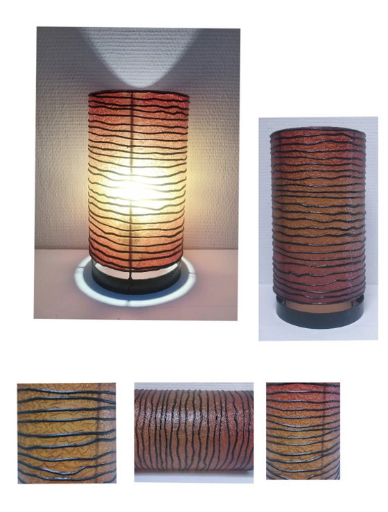 Image 1 of Lampe Harz Metall Zylinder 90er Jahre