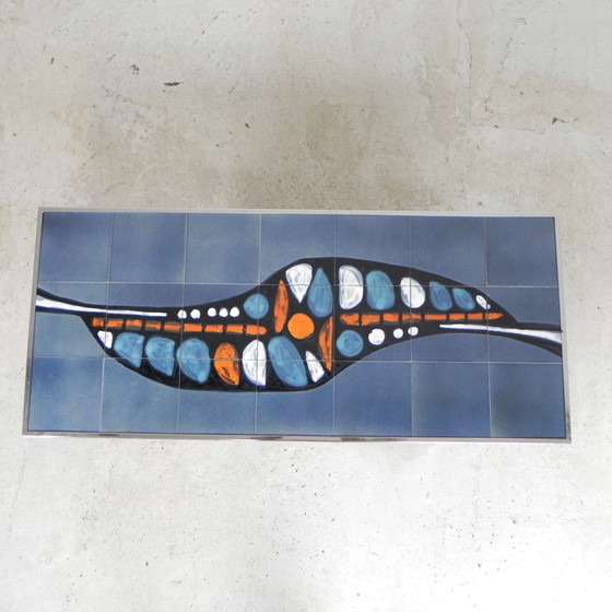 Image 1 of Tile Table With 21 Tiles, Signed ''Ledu''