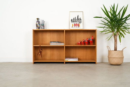 Bibliothèque en chêne, design danois, années 1970, fabricant : Lyby Møbler