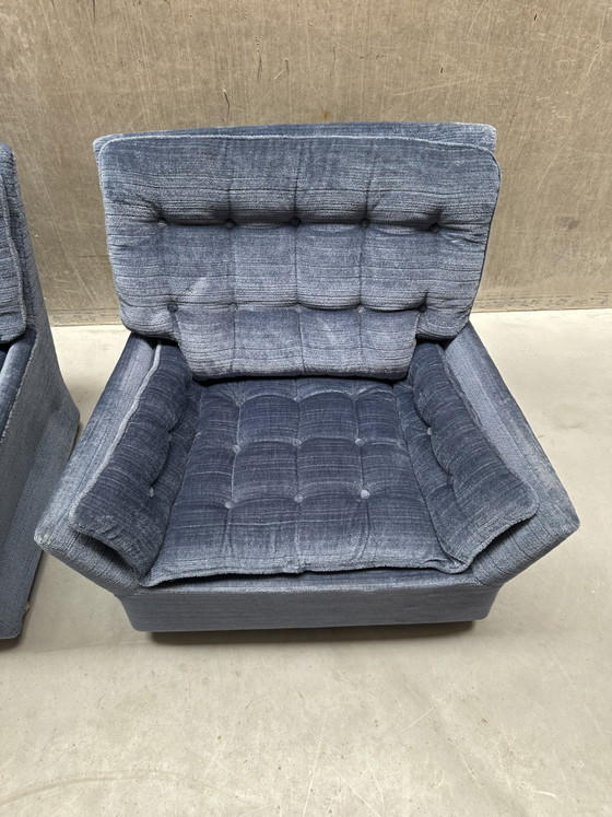 Image 1 of Set of 2 vintage blue mobile armchairs '70s